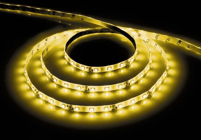 Cветодиодная LED лента Feron LS604, 60SMD(2835)/м 4.8Вт/м 5м IP65 12V желтый Артикул 27674