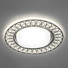 Светильник встраиваемый с белой LED подсветкой Feron CD9913 потолочный GX53 без лампы, матовый белый, хром 32981
