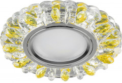 Светильник встраиваемый с белой LED подсветкой Feron CD916 потолочный MR16 G5.3 прозрачный-желтый